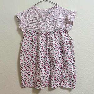 Lucky Brand Floral Blouse with Ruffle Cap Sleeves